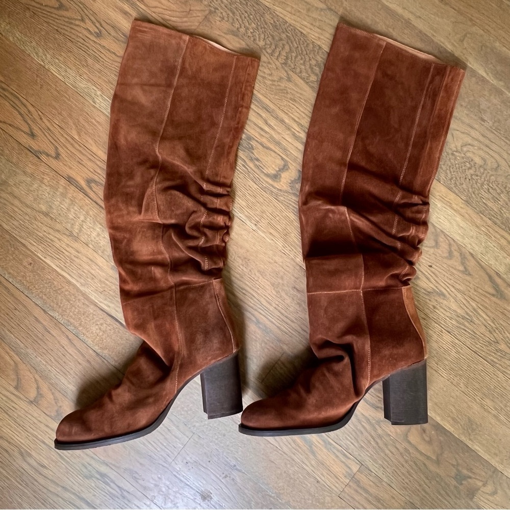 NWT Free People Elle Tall Knee High Slouch Boots Rust Suede EU 41 US 11 - Picture 6 of 14